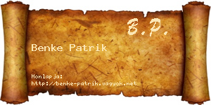 Benke Patrik névjegykártya